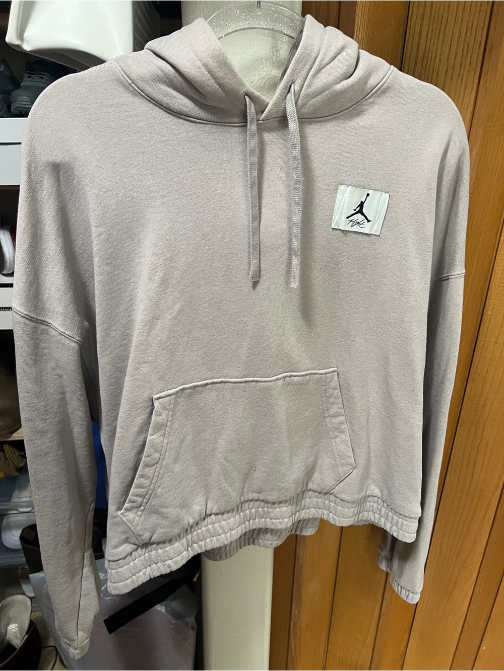 Jordan Women’s Taupe Crewneck Hoodie with Kangaroo Pocket